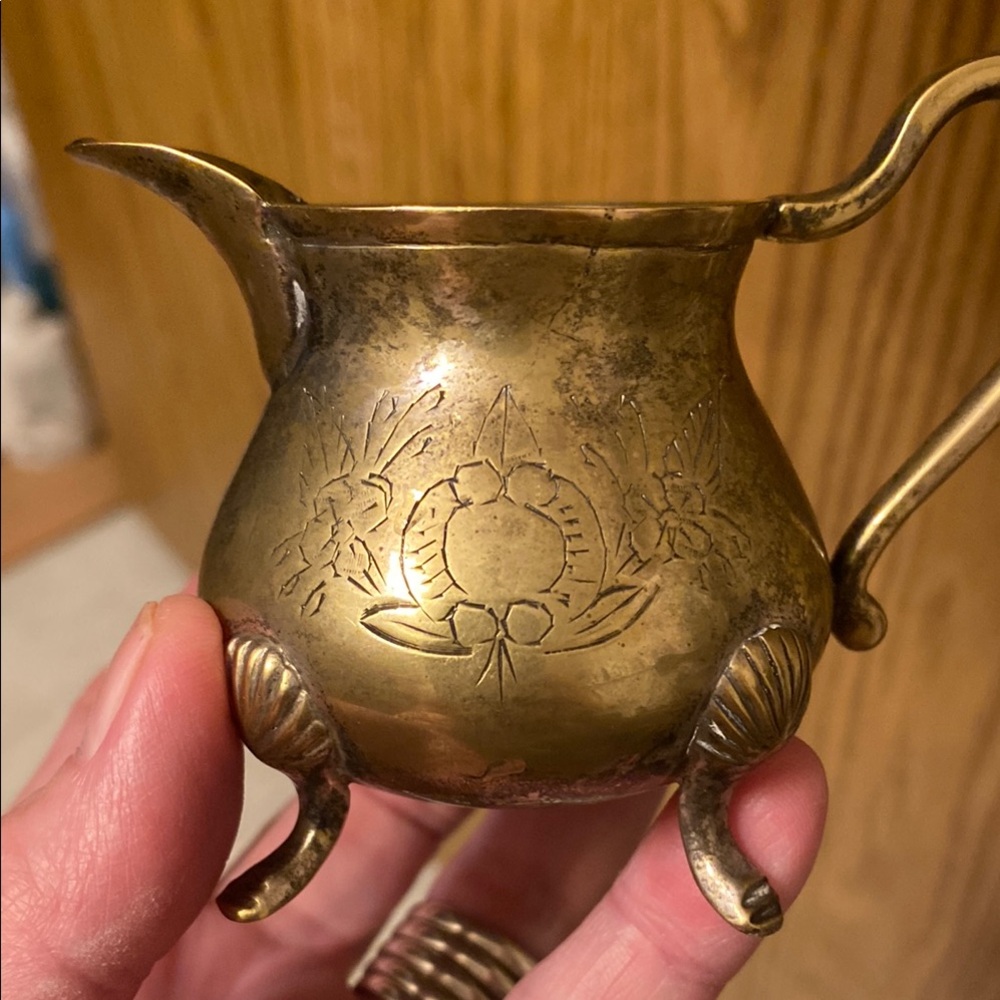 Vintage plated sterling Creamer with Floral Design